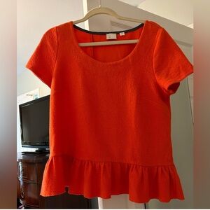 Anthropologie Orange Peplum Blouse